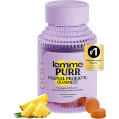 Lemme Purr Vaginal Probiotic Gummies for Women - Balanced pH, Healthy Odor, Yeast Balance & Flora Support + Vitamin C for Immune Health - Tasty Pineapple (60 Count)