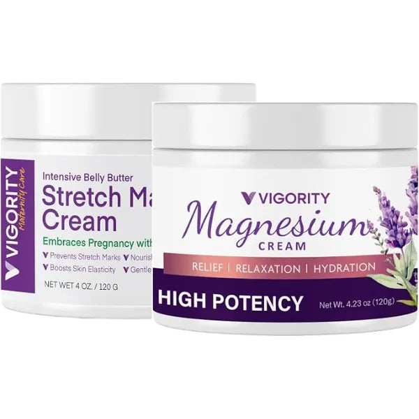 Vigority Relaxation & Skin Nourishment Duo Magnesium Cream and Stretch Mark Prevention Cream