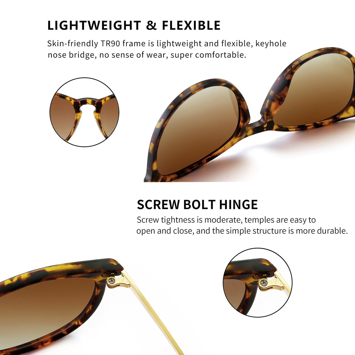 SUNGAIT Vintage Round Sunglasses for Women Men Classic Retro Designer Style