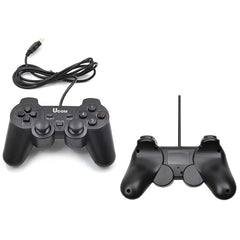 UCOM USB Gamepad/Joystick/Wired Gaming Controller for PC Computer Laptop Window with Dual Vibration Motor & Dual Analog Key & 1.8 Meter Cable, Kids & Adults - Black (Single Piece)