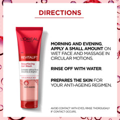 L'ORÉAL Paris 3.5% Glycolic Acid Cleanser, Revitalift Glycolic Resurfacing Gel Wash, Gently Exfoliates To Smooth & Brighten Skin – 150ml