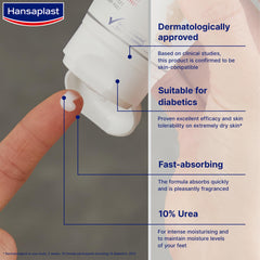 Hansaplast Dry Feet Moisturizing Cream | Intensive Moisturizing | Protects against callus formation | Foot Care | Foot Cream | 10% Urea | 100ml