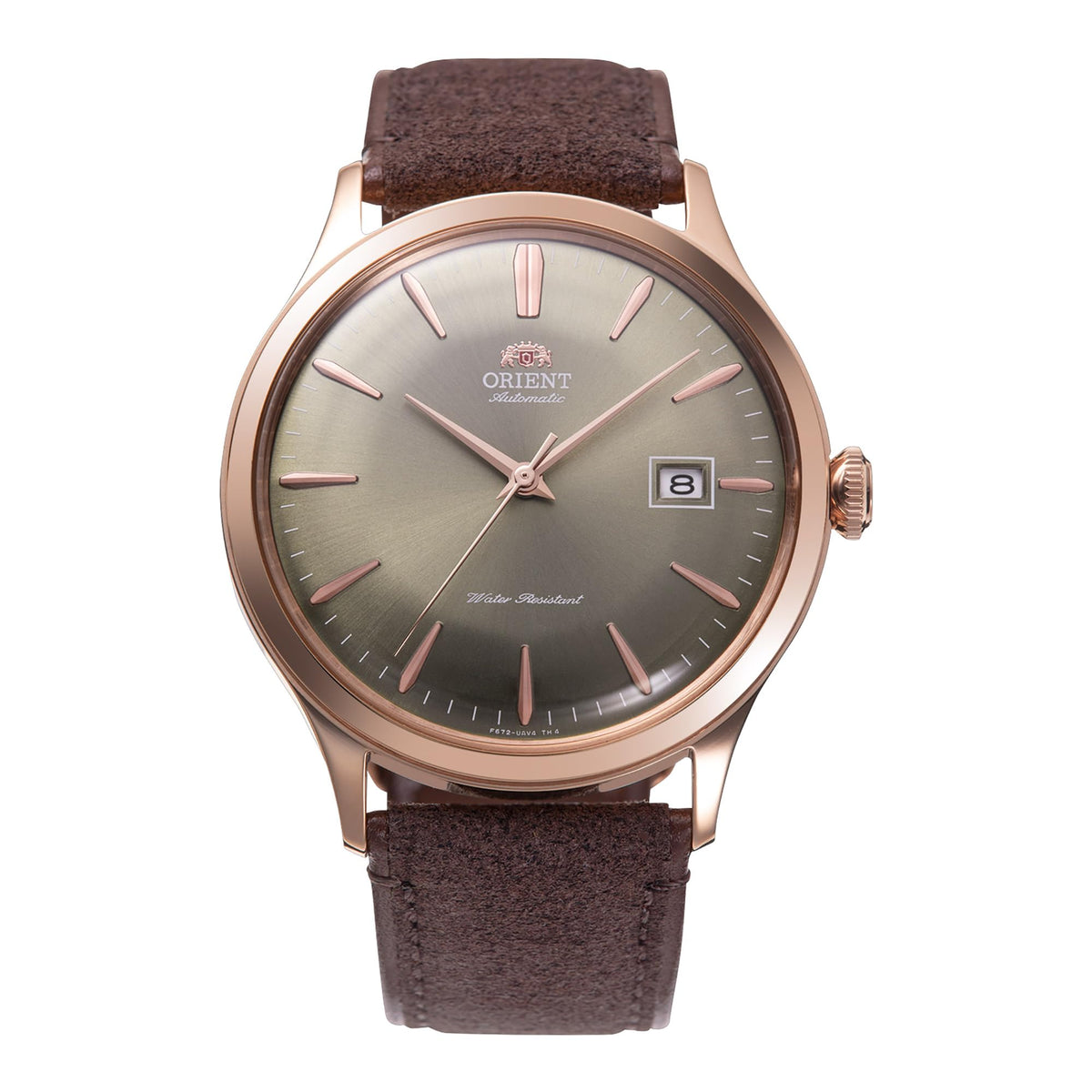 Orient 'Bambino Version 4' Japanese Automatic/Hand Winding Stainless Steel and Leather Dress Watch - Marrone