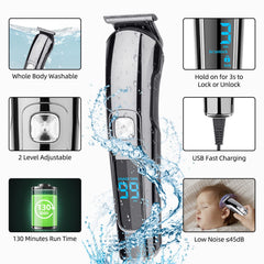 AMINAC Professional Cordless Hair Clipper, 11 in 1 Hair Trimmers for Men, Multifunctional Mens Grooming Kit for Beard, Face, Nose, and Ear Hair Trimmers Waterproof USB Rechargeable