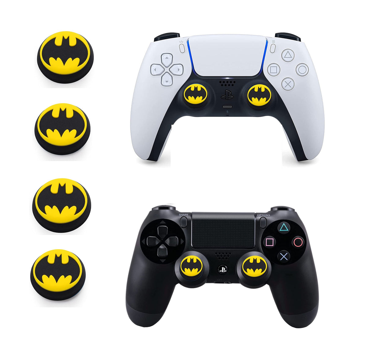 YONK 4 Pieces Controller Silicone Thumb Grip Cap joystick Thumbstick For Ps5 & Ps4 (Yellow-Black)