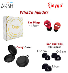 ARSH Red Skull Ear Plugs with 03 Sizes Tips S/M/L and Smart Carry Case for Sleeping Noise Cancelling Reusable Super Soft Earbuds Ear plugs for Sleeping Noise Reduction in Flights Concerts Silicone