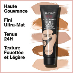 Revlon ColorStay Full Cover Longwear Matte Foundation, Heat & Sweat Resistant Lightweight Face Makeup, Buff (150), 30ml