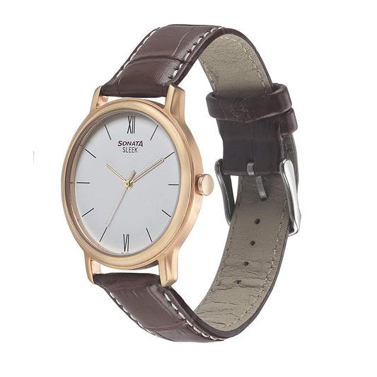 Sonata Sleek 2.0 Analog White Dial Men's Watch-NN7128WL01/NP7128WL01