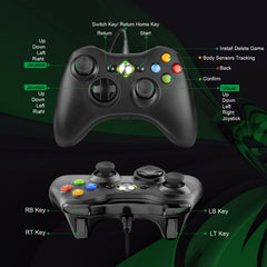 Diswoe Controller for Xbox 360, PC Controller USB Wired Joystick Gamepad, Improved Ergonomic Design Controller for Xbox 360 Slim PC with Windows Vista/7/8/8.1/10