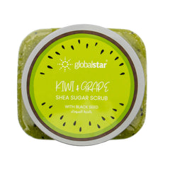 Globalstar Shea Sugar Scrub 600ml – Exfoliating & Hydrating – Watermelon, Blue Indigo, Kiwi, Fassi Aker, Vitamin C (600g, Kiwi)