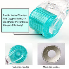 XtraBeauty Derma Roller With 192 Real Individual Titanium MicroNeedles, Skin Care Microneedling Derma Roller for Hair Loss Hair Regrowth Acne Stretch Marks Cellulite Treatment and so on