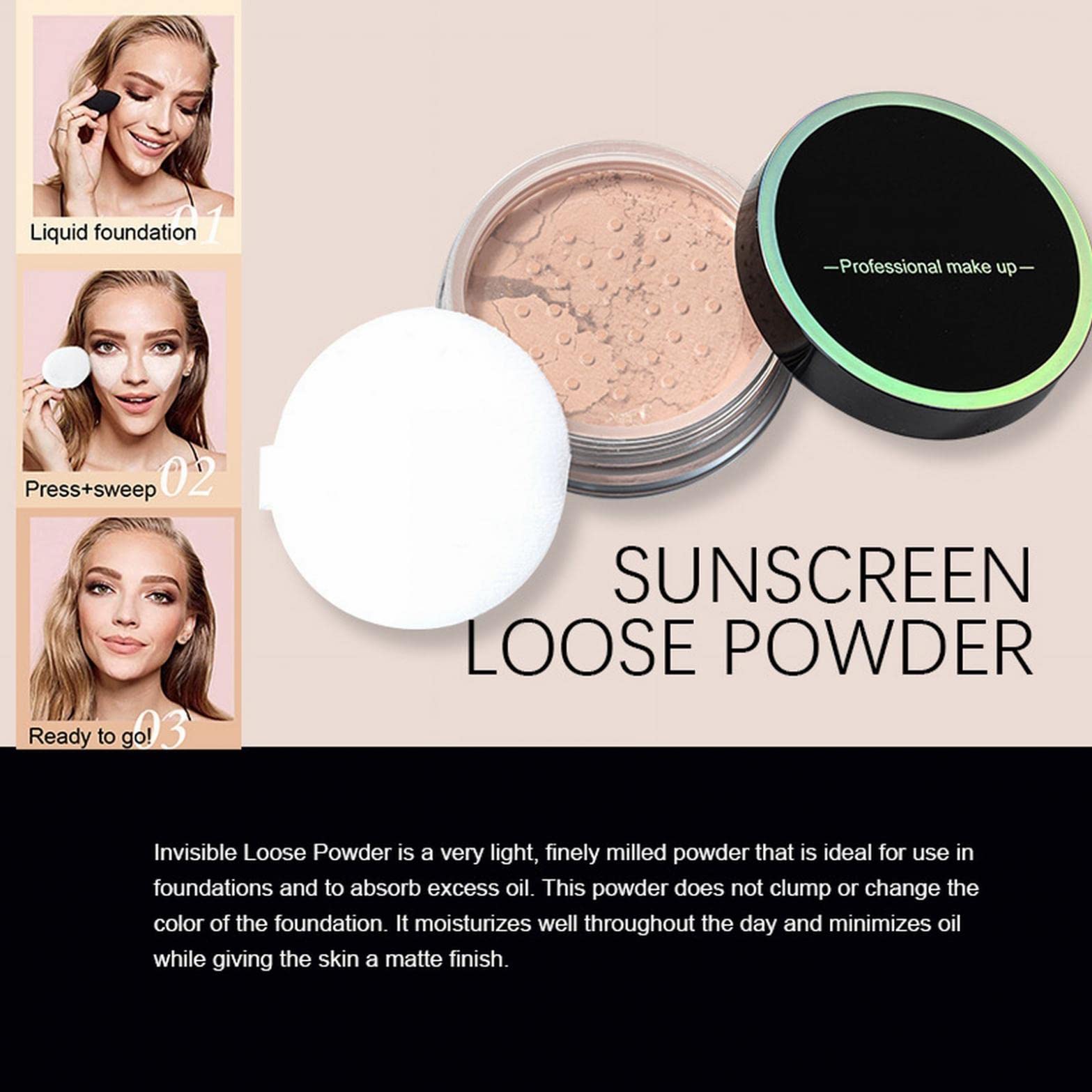 Loose Face Powder, Setting Powder For Soft-Focus Finish, Silky, Weightless, Blurring, Smooths, Minimizes Pores and Fine Lines, Semi-Matte Finish