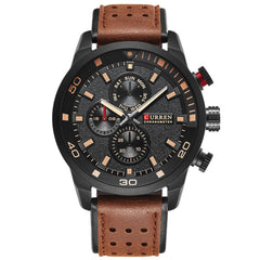 CURREN Men's Sports Waterproof Leather Strap Wrist Watch 8250, brown