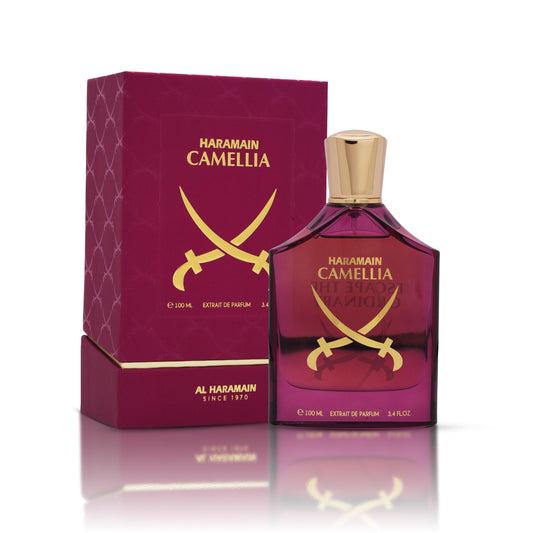 Al Haramain Camellia Extrait de Parfum 100ml – Long Lasting Arabic Fragrances Luxury Unisex Perfume with Black Cherry, Saffron, Floral Musk & Amber Notes