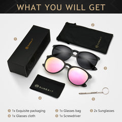 SUNGAIT Vintage Round Sunglasses for Women Men Classic Retro Designer Style