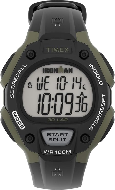 Timex Ironman Classic 30 Mid-Size Watch - Black/Digital/Green
