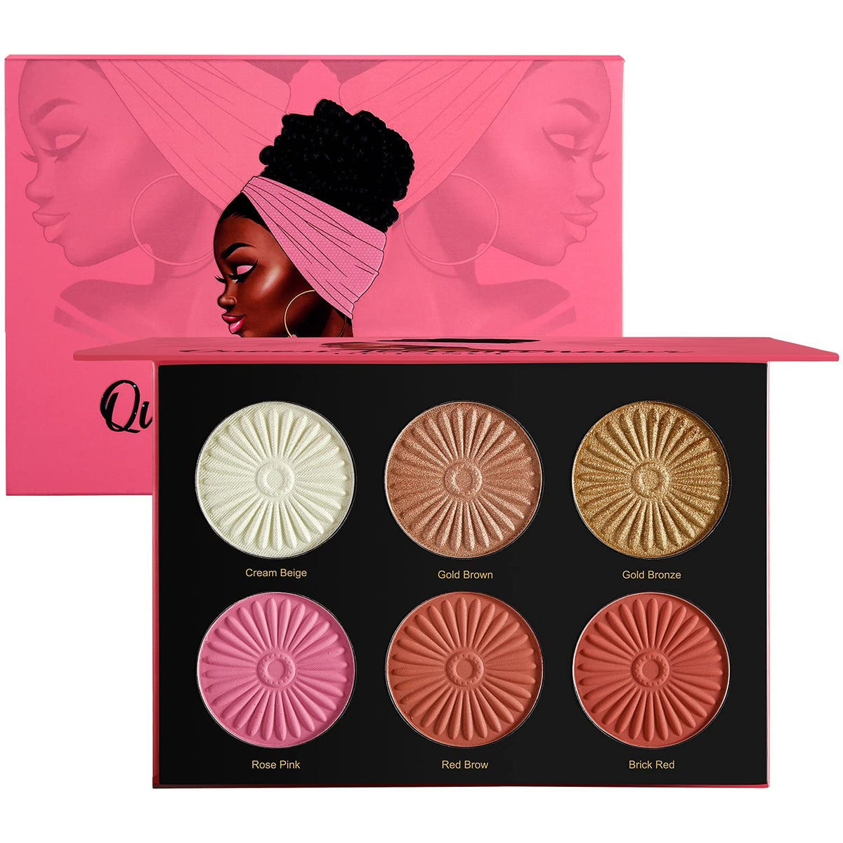 Blush Highlighter Palette, DELANCI 6 Color Blushes Highlighter Bronzer Makeup Palette, Natural Matte Shimmer Face Blush Illuminator Pallet, Cheek Blushing Pressed Powder 27g