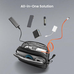 Electronic Organizer Travel Case, Water-Resistant Tech Pouch with Dual Compartments for Cables, Chargers, Phones, Hard Drives, Power Banks, Cable Organization Storage Bag for Travel Accessories, M