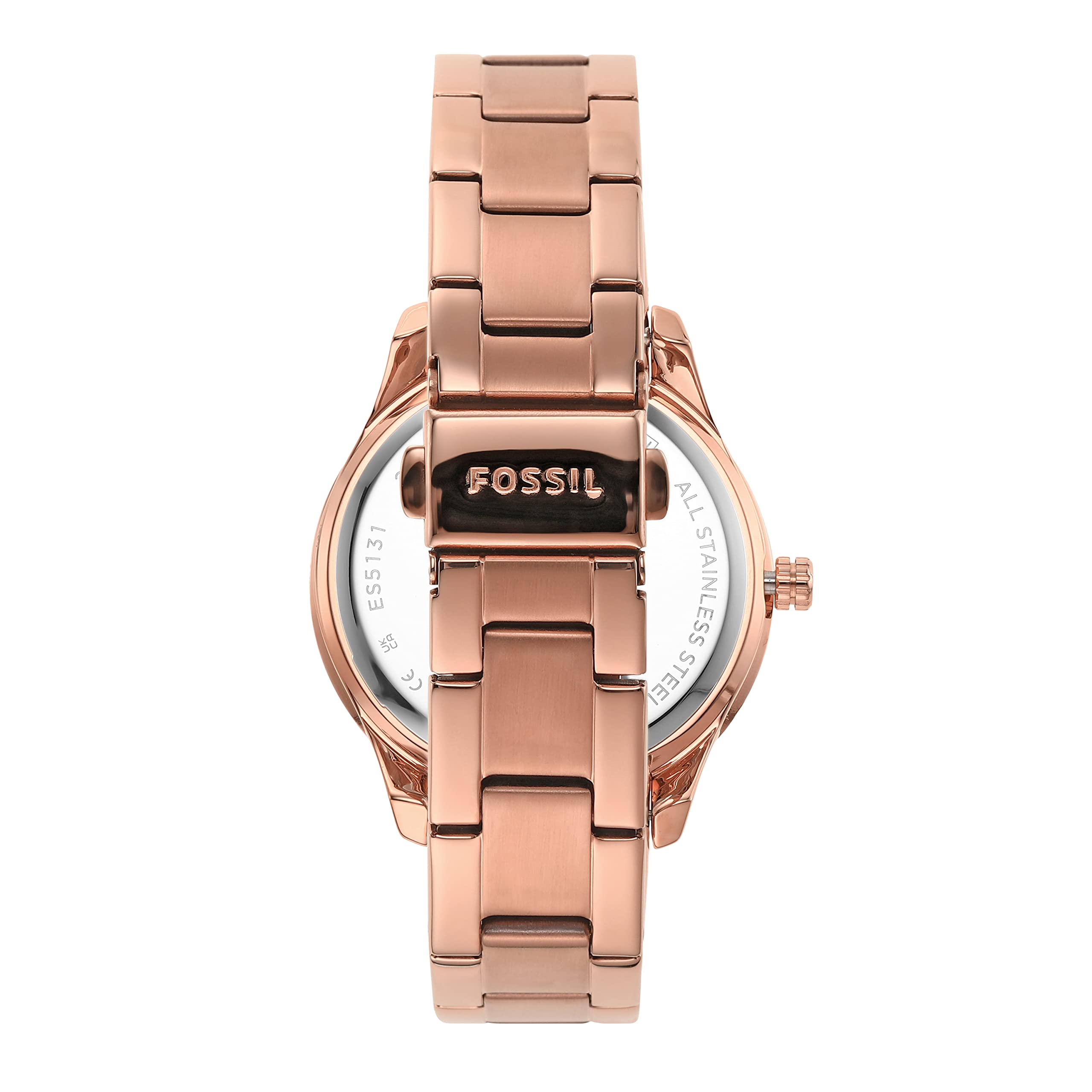 FOSSIL Womens Watch Stella, 37 mm, Case Size, Quartz Movement, Stainless Steel Strap, Rosegold