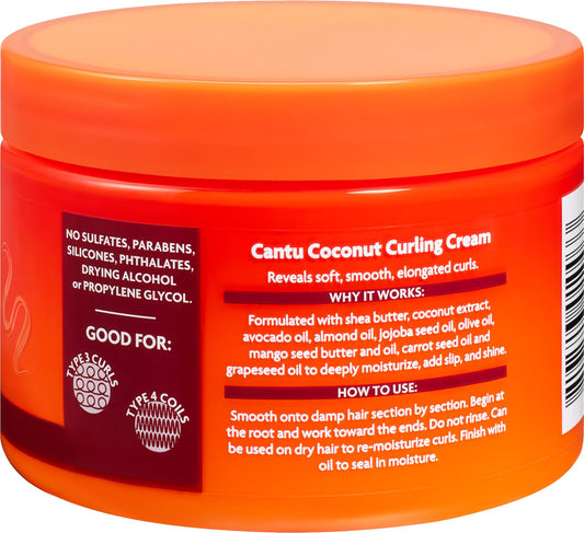 Cantu Shea Butter For Natural Hair Coconut Curling Cream, 12oz (340g)