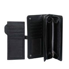 Men Wallet Long Style Card Holder Male Purse Zipper Large Capacity PU Leather Wallet for Men (Black)
