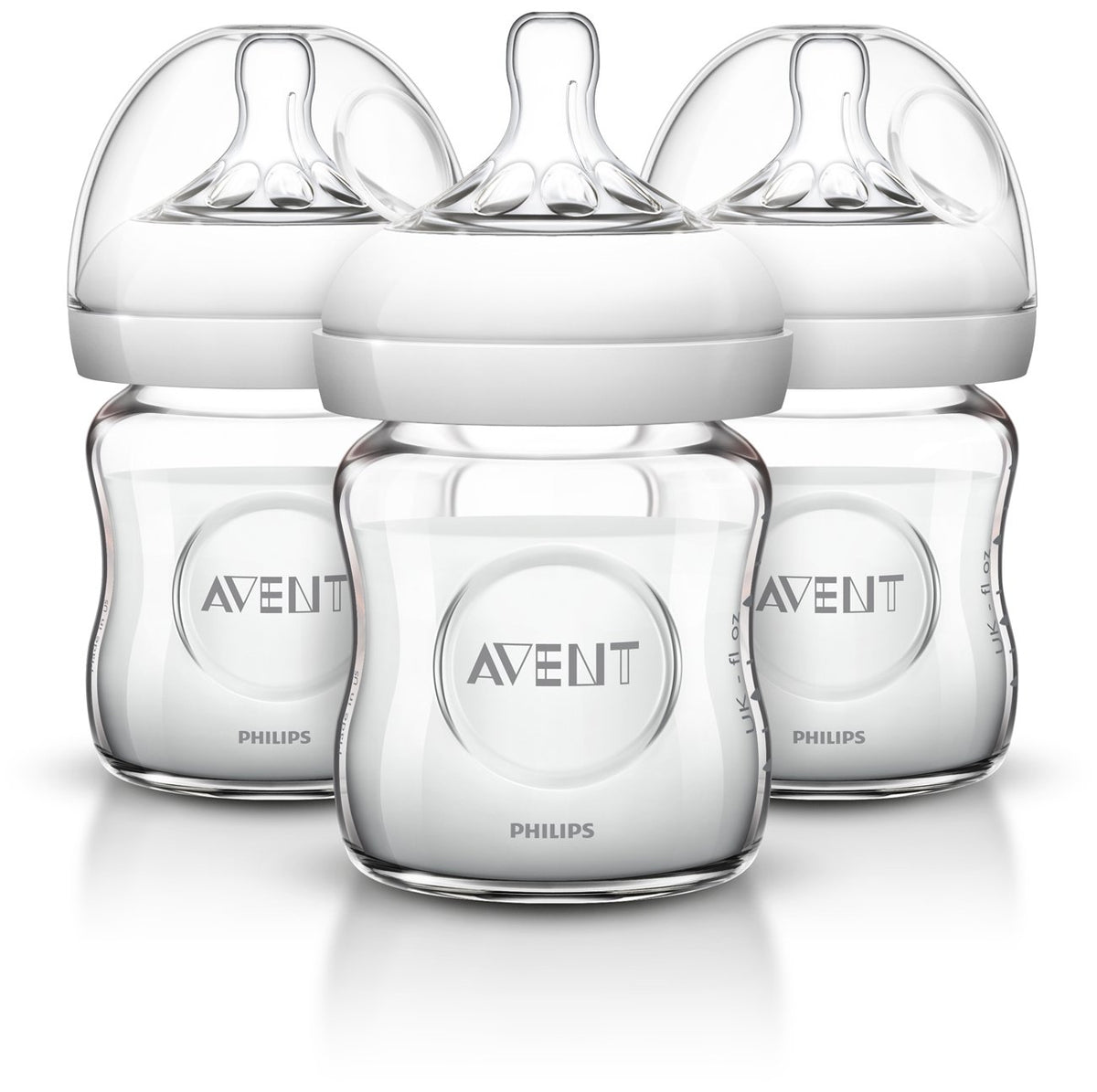 AVENT Philips Natural Glass Baby Bottles, 4 Ounce (Pack of 3)