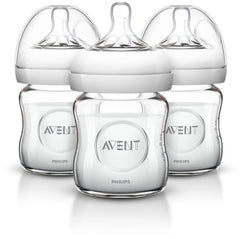 AVENT Philips Natural Glass Baby Bottles, 4 Ounce (Pack of 3)
