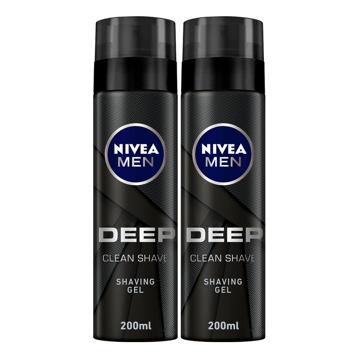 NIVEA MEN Shaving Gel, DEEP Clean Shave Antibacterial Black Carbon - 2x200ml
