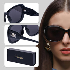 Flaneur Stylish Polarized Sunglasses for Women & Men Square-Frame - UV Protection, Lightweight, Scratch-Resistant, Trendy Eyewear & Accessories for Ladies UV400