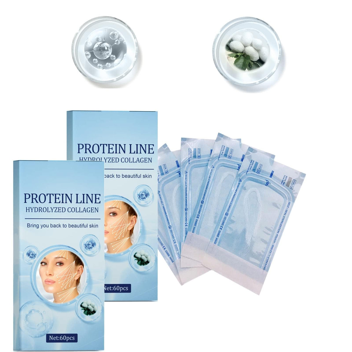 FUIN Soluble Protein Thread, Korean Protein Thread Lifting Set, Absorbable Collagen Threads for Face Lift, Anti-Aging Wrinkle Firming Skin Care, Reduces Fine Lines 2 Boxes (120 Pcs)