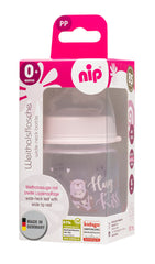 nip Nip, Wide Neck PP Bottle, Round Teat-S, Silicone-Made, With Integrated Anti-Colic Vent, 150 ml, Hug & Kiss Pink
