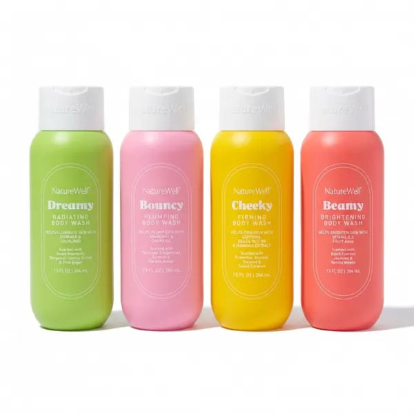 NATURE WELL Cheeky, Beamy, Bouncy, & Dreamy Body Wash Cream Bundle, Gentle Cleansing with Captivating Scents, Enriched with Effective Ingredients That Help Promote Smoother & Radiant Skin, 13 Fl Oz Ea