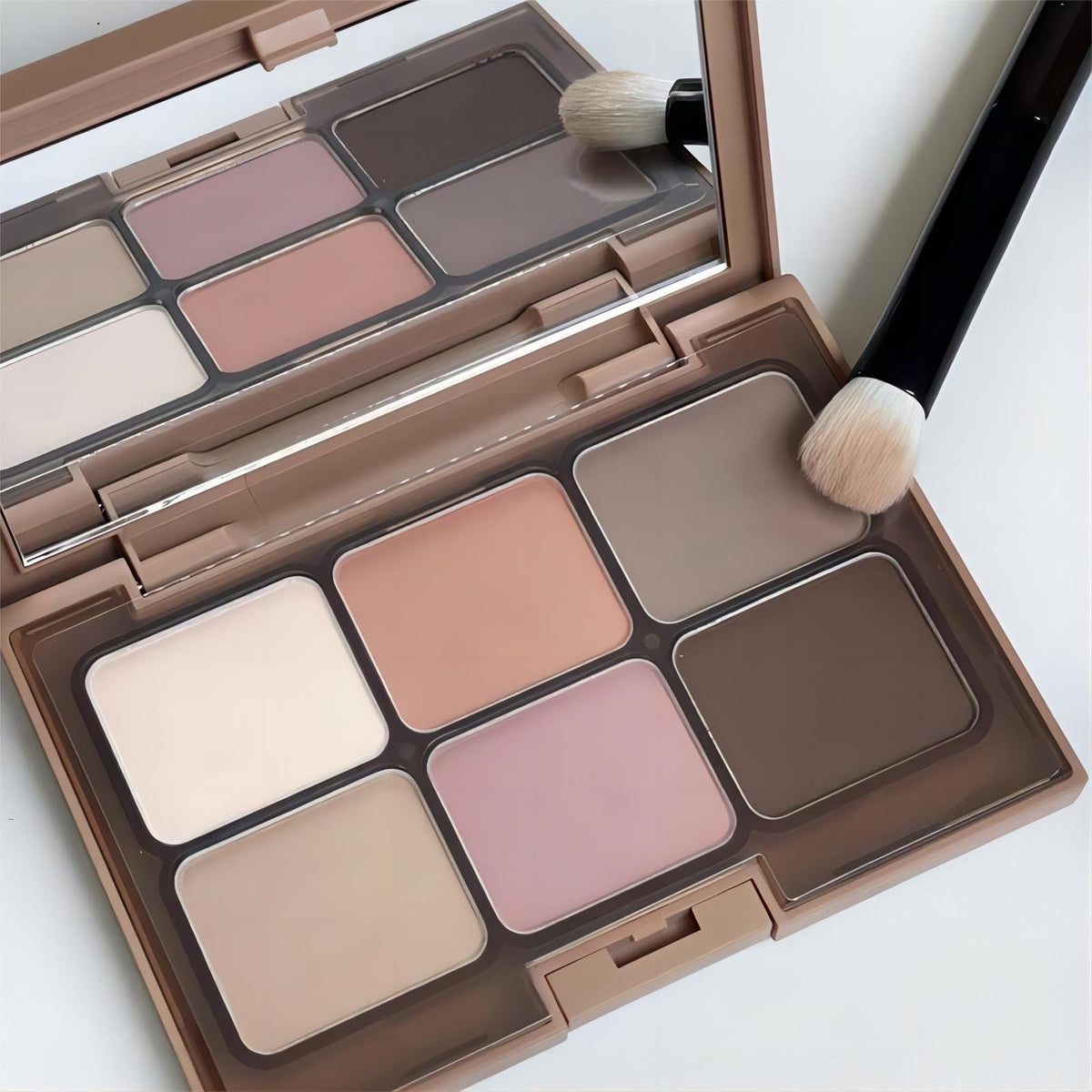 Azonee Nude Eyeshadow Palette, 6 Color Full Matte Nude Pink Brown White Eye Shadow Pallets For Women,Warm Naturing-Looking Eyeshadow Palette, Vegan & Cruelty Free