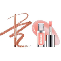 Buxom Full On Glossy Lip Oil in White Russian Power Line Plumping Lip Liner in Smooth Spice