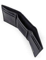 steve madden Men's Leather Trifold Wallet With RFID Blocking Technology, Black (Smooth Grain), One size