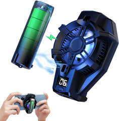 Phone Cooler with Rechargeable Battery for Gaming Portable phone Cooling Heatsink Fan Mobile Phone Radiator with LED Temperature Display/Universal Clamp/RGB LEDS mobile cooling fan
