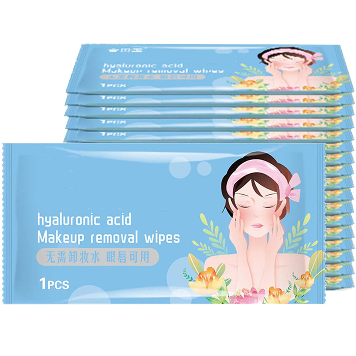 50Pcs Makeup Remover Wipes, Disposable Portable Makeup Remover Cleansing Wipes Alcohol-Free, Travel Size Pre, Removes Dirt and Makeup