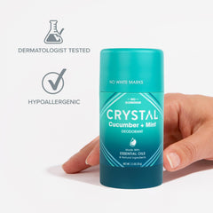 Crystal Essence (Cucumber + Mint, Pack of 1) - Magnesium Solid Stick Deodorants Magnesium Deodorant, Safely and Effectively Fights Odour, Aluminium Free Deodorant for Men and Women, Green, Cucumber...