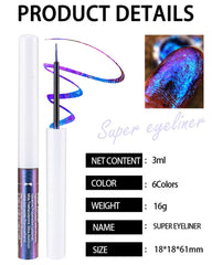 TERRIFI Chameleon Multichrome Glitter Eyeliner Liquid Kit-6pcs, Metallic Glitter Shimmer Eye Shadow Set Long Lasting Waterproof Multichrome Eyeshadows Glitter Makeup Set