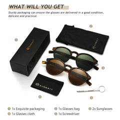 SUNGAIT Women's Classic Vintage Round Polarized Sunglasses Retro Style UV400 SGT166