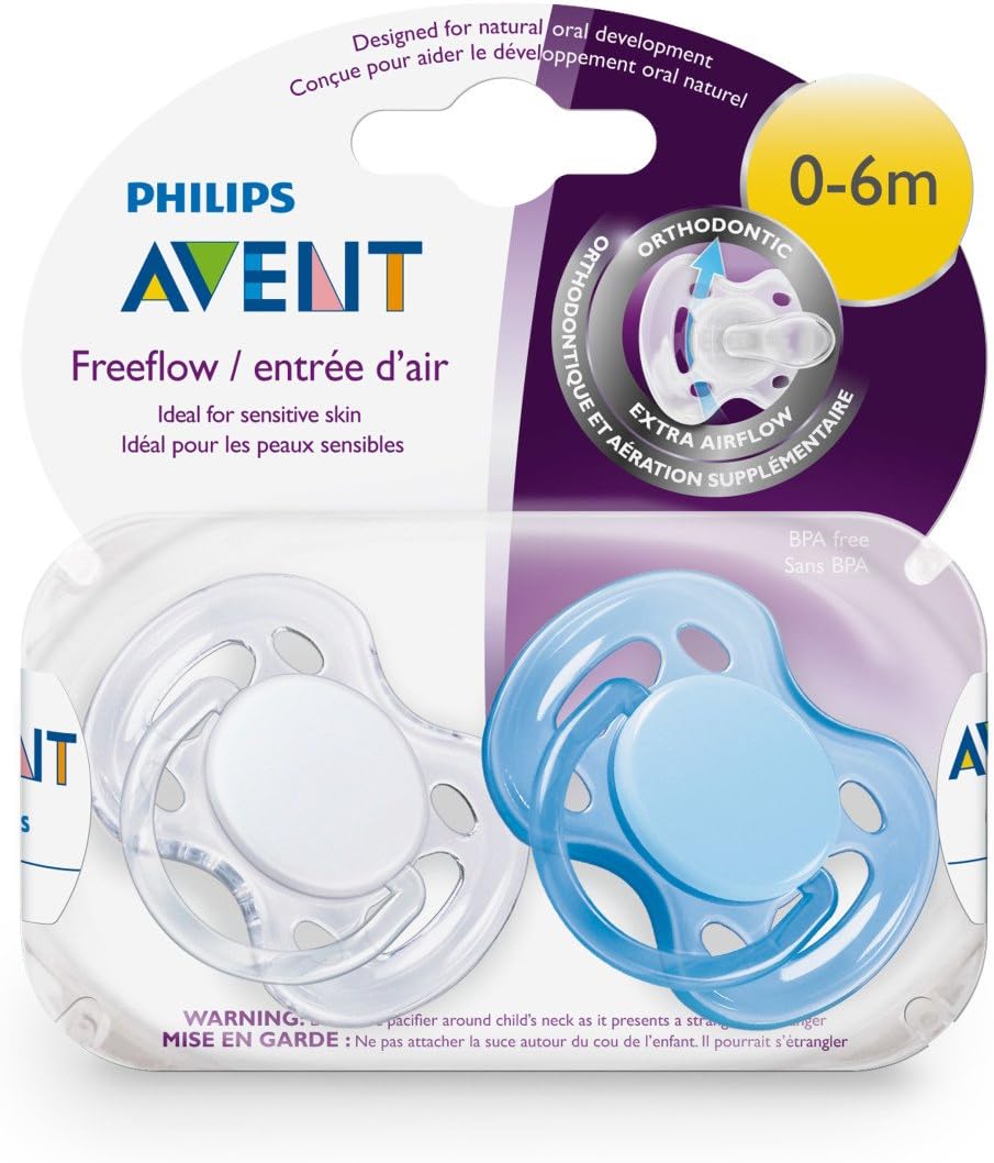AVENT Philips Soother Freeflow 0-6m - SCF178/23 - COLOURS/DESIGNS MAY VARY (1 PACK, 2 SOOTHERS)