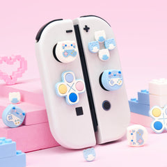 GeekShare Silicone Cross D-Pad Button Caps Set Joystick Cover - ABXY Key Buttons Sticker Compatible with Switch/OLED Game Console - Gaming Cat