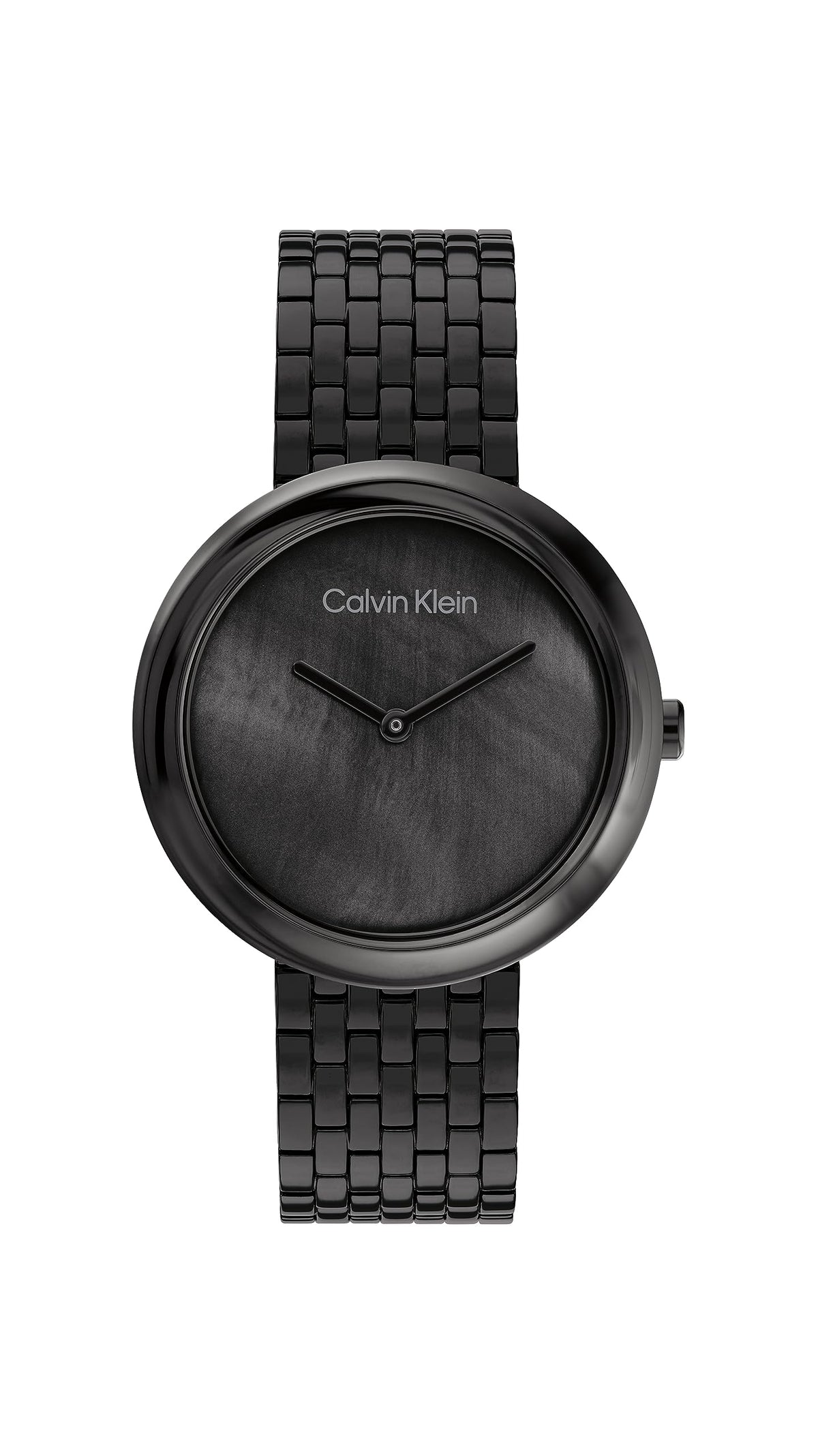 Calvin Klein, Twisted Bezel Women's Black Mother Of Pearl Dial, Ionic Plated Black Steel Watch - 25200323
