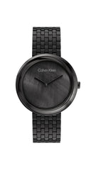 Calvin Klein, Twisted Bezel Women's Black Mother Of Pearl Dial, Ionic Plated Black Steel Watch - 25200323
