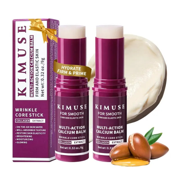 KIMUSE 2-Pack Multi-Action Calcium Balm Stick – All-in-One Wrinkle Bounce Korean Skincare, Fast-Absorbing Non-Greasy Face & Eye Balm