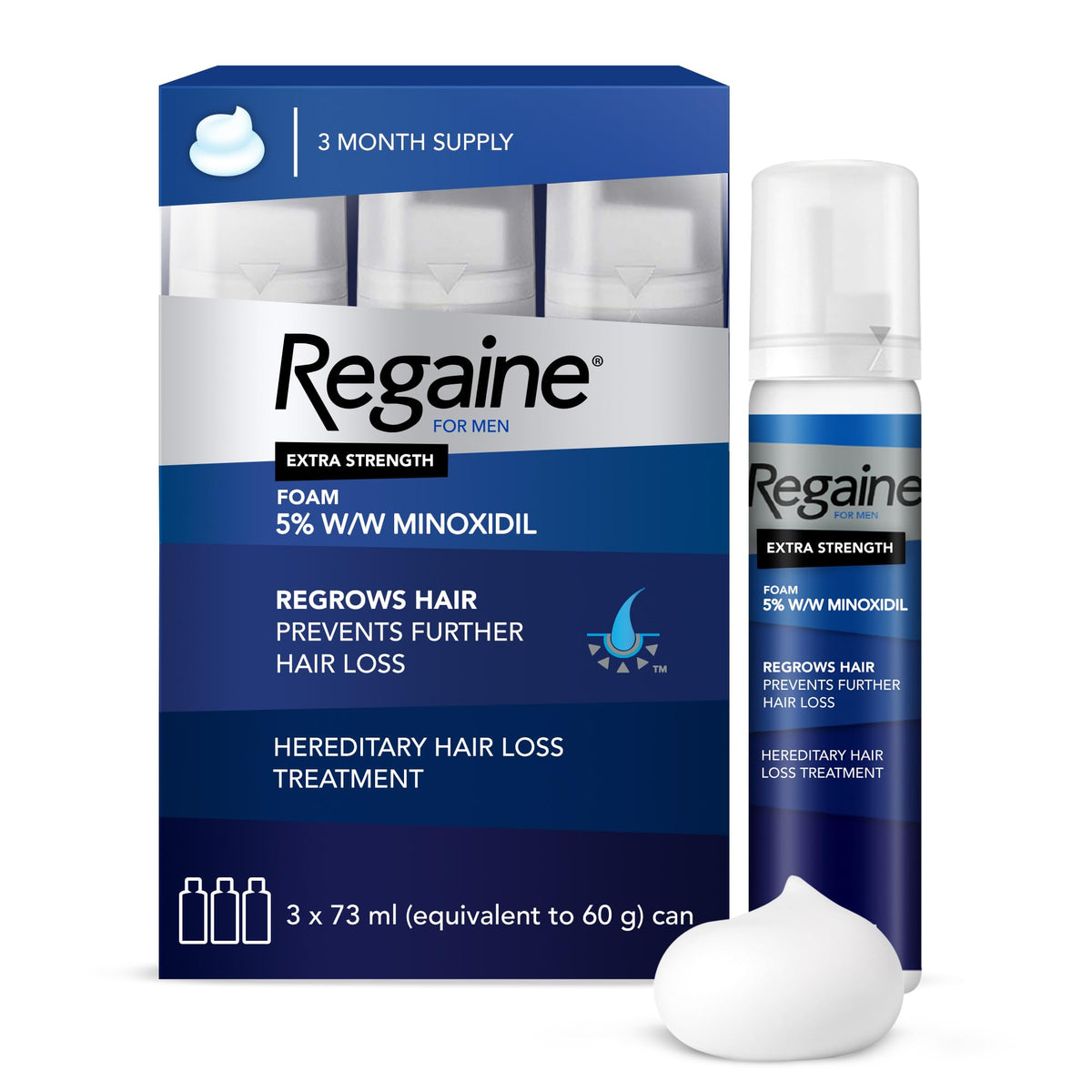 Regaine Men Foam, 5% Minoxidil, Clinically Proven to Stimulate Hair Growth, 60g (Pack of 3)