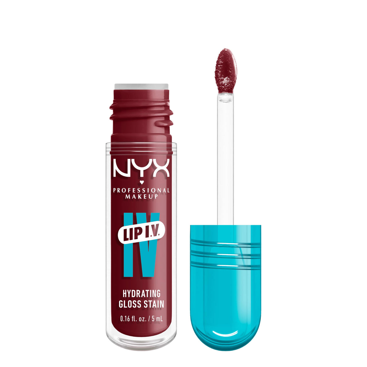 NYX Professional Makeup Lip IV Hydrating Gloss Stain, Lip Gloss, Up to 12HR Hydration, High Pigment, Wet Shine Finish, Drippin' In Rose