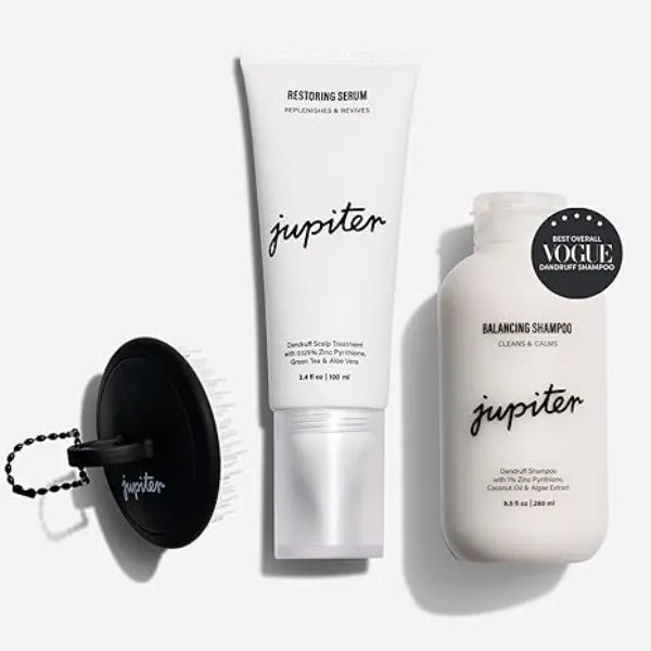 Jupiter Exfoliator Brush, for Removing Dandruff & Build Up, & Anti-Dandruff Shampoo and Serum, for Women & Men, Dermatologist Formulated for Flaky, Itchy, Oily, & Dry Scalp