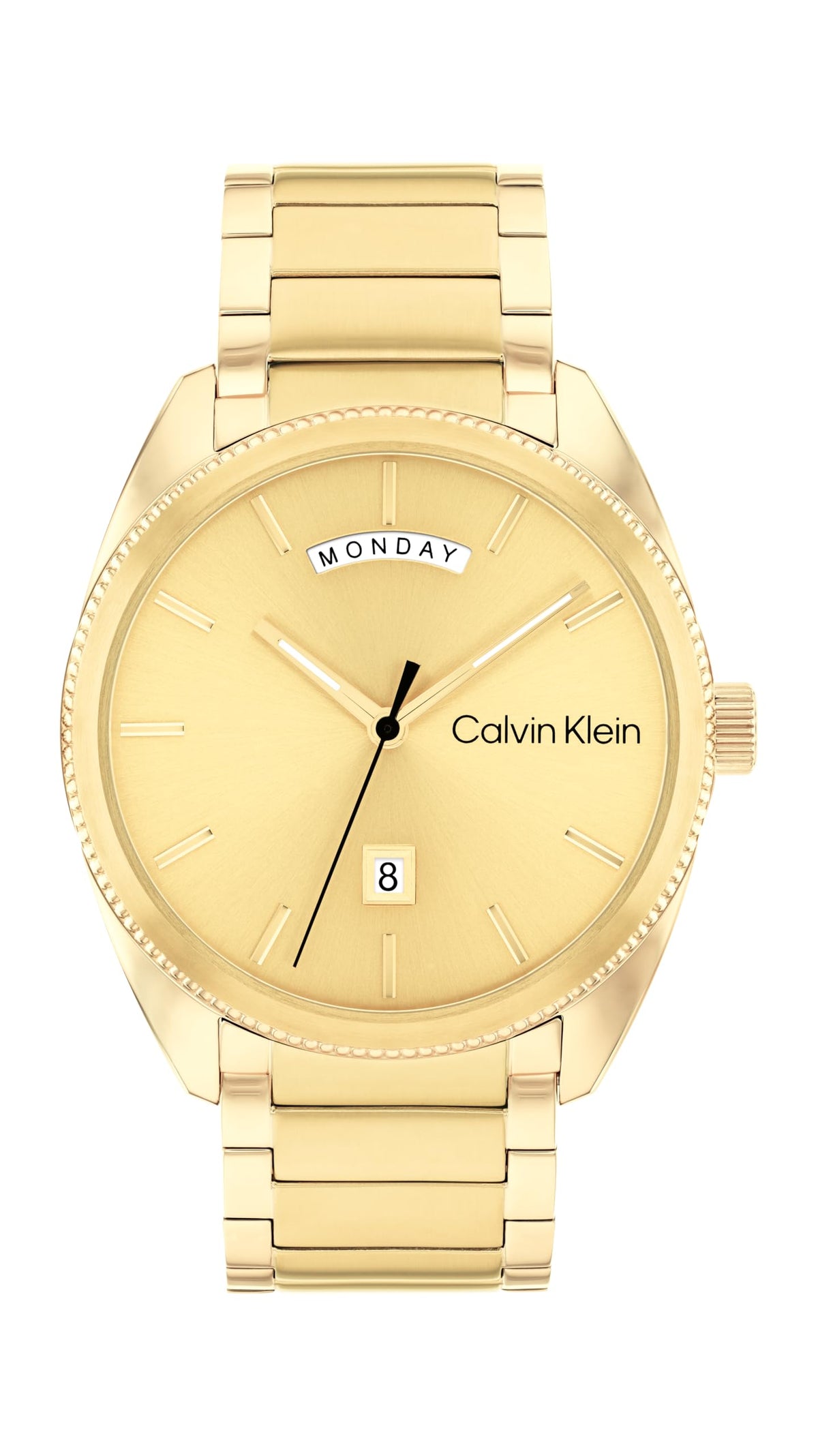 CALVIN KLEIN MEN'S GOLD DIAL IONIC PLATED THIN GOLD STEEL BRACELET WATCH - 25200447