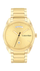 CALVIN KLEIN MEN'S GOLD DIAL IONIC PLATED THIN GOLD STEEL BRACELET WATCH - 25200447